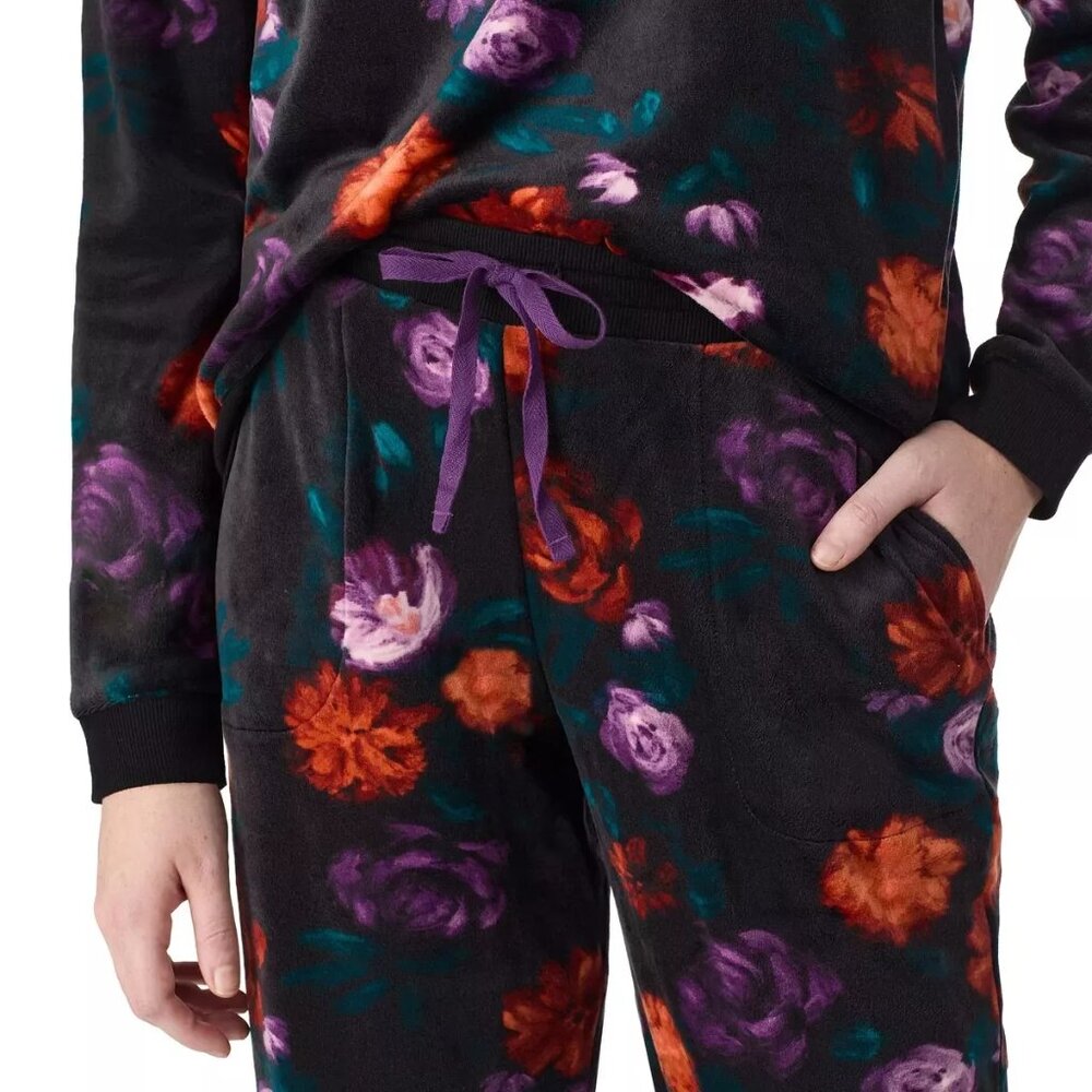 Room Service Jogger Set Women Medium Black Floral 2‑piece — Cozy & Stylish Sz M - Picture 5 of 11